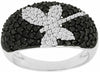 ESTATE WIDE 1.64CT WHITE & BLACK DIAMOND 14K WHITE GOLD MULTI ROW BUTTERFLY RING