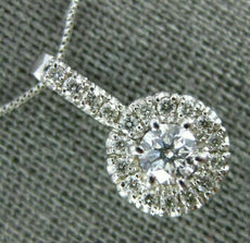 ANTIQUE .65CT DIAMOND 14KT WHITE GOLD 3D CLASSIC HALO SOLITAIRE PENDANT #1716
