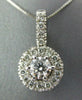 ANTIQUE .65CT DIAMOND 14KT WHITE GOLD 3D CLASSIC HALO SOLITAIRE PENDANT #1716