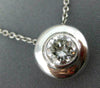 ESTATE LARGE .73CT DIAMOND 14K WHITE GOLD CIRCULAR SOLITAIRE BEZEL PENDANT #1325