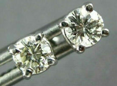 ESTATE .38CT DIAMOND 14KT WHITE GOLD ROUND CLASSIC 4 PRONG STUD EARRINGS #1656