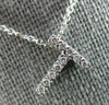 ESTATE .10CT DIAMOND 14KT WHITE GOLD 3D CLASSIC PAVE "T" FLOATING PENDANT #405