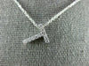ESTATE .10CT DIAMOND 14KT WHITE GOLD 3D CLASSIC PAVE "T" FLOATING PENDANT #405