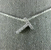 ESTATE .10CT DIAMOND 14KT WHITE GOLD 3D CLASSIC PAVE "T" FLOATING PENDANT #405