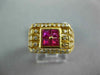 ESTATE WIDE 1.10CT DIAMOND & AAA RUBY 18KT YELLOW GOLD PRINCESS SQUARE MENS RING
