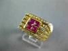 ESTATE WIDE 1.10CT DIAMOND & AAA RUBY 18KT YELLOW GOLD PRINCESS SQUARE MENS RING