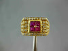 ESTATE WIDE 1.10CT DIAMOND & AAA RUBY 18KT YELLOW GOLD PRINCESS SQUARE MENS RING