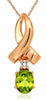 ESTATE .43CT DIAMOND & AAA PERIDOT 14KT ROSE GOLD ROUND & OVAL LOVE KNOT PENDANT