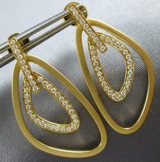 ESTATE .34CT DIAMOND 18KT YELLOW GOLD MATTE & SHINY TRIANGULAR HANGING EARRINGS