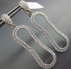 LARGE 2.33CT DIAMOND 18KT WHITE GOLD 3D OVAL INFINITY CLIP ON HANGING EARRINGS