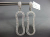 LARGE 2.33CT DIAMOND 18KT WHITE GOLD 3D OVAL INFINITY CLIP ON HANGING EARRINGS