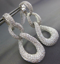 EXTRA LARGE 8.47CT DIAMOND 18KT WHITE GOLD TEAR DROP LOVE KNOT HANGING EARRINGS