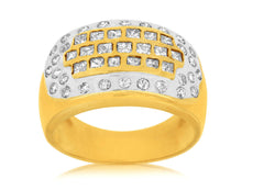 WIDE 1.50CT DIAMOND 14KT YELLOW GOLD 3D ROUND & PRINCESS ETOILE ANNIVERSARY RING