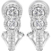 ESTATE .92CT DIAMOND 14KT WHITE GOLD 3D JOURNEY HALO CLIP ON HANGING EARRINGS