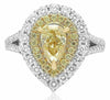 GIA 2.28CT WHITE & PEAR FANCY YELLOW DIAMOND 18K TWO TONE GOLD ENGAGEMENT RING
