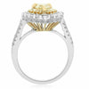 GIA 2.28CT WHITE & PEAR FANCY YELLOW DIAMOND 18K TWO TONE GOLD ENGAGEMENT RING