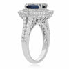 LARGE EGL 4.46CT DIAMOND & AAA SAPPHIRE 18K WHITE GOLD OVAL HALO ENGAGEMENT RING