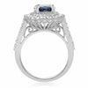 LARGE EGL 4.46CT DIAMOND & AAA SAPPHIRE 18K WHITE GOLD OVAL HALO ENGAGEMENT RING