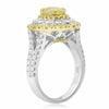GIA 2.42CT WHITE & FANCY YELLOW DIAMOND 18K 2 TONE GOLD 3D HALO ENGAGEMENT RING