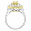 GIA 2.42CT WHITE & FANCY YELLOW DIAMOND 18K 2 TONE GOLD 3D HALO ENGAGEMENT RING