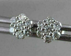 ESTATE .41CT ROUND DIAMOND 14KT WHITE GOLD CLASSIC FLOWER STUD EARRINGS #24229