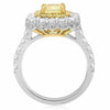 GIA 2.45CT WHITE & FANCY YELLOW DIAMOND 18KT 2 TONE GOLD OCTAGON ENGAGEMENT RING