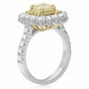 GIA 2.45CT WHITE & FANCY YELLOW DIAMOND 18KT 2 TONE GOLD OCTAGON ENGAGEMENT RING