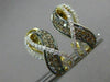 WIDE .77CT WHITE & CHOCOLATE FANCY DIAMOND 14KT YELLOW GOLD 3D CLIP ON EARRINGS