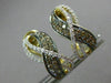 WIDE .77CT WHITE & CHOCOLATE FANCY DIAMOND 14KT YELLOW GOLD 3D CLIP ON EARRINGS