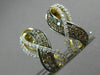 WIDE .77CT WHITE & CHOCOLATE FANCY DIAMOND 14KT YELLOW GOLD 3D CLIP ON EARRINGS