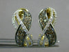 WIDE .77CT WHITE & CHOCOLATE FANCY DIAMOND 14KT YELLOW GOLD 3D CLIP ON EARRINGS