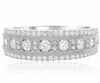 ESTATE WIDE .85CT DIAMOND 14KT WHITE GOLD 3D FILIGREE MILGRAIN ANNIVERSARY RING