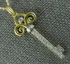 ESTATE .26CT DIAMOND 14K 2 TONE GOLD 3D KEY TO YOUR HEART LOVE FILIGREE PENDANT