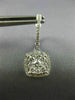 LARGE 1.0CT DIAMOND 14KT WHITE GOLD CLUSTER SQUARE HALO HUGGIE HANGING EARRINGS