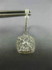 LARGE 1.0CT DIAMOND 14KT WHITE GOLD CLUSTER SQUARE HALO HUGGIE HANGING EARRINGS