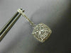 LARGE 1.0CT DIAMOND 14KT WHITE GOLD CLUSTER SQUARE HALO HUGGIE HANGING EARRINGS