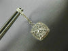 LARGE 1.0CT DIAMOND 14KT WHITE GOLD CLUSTER SQUARE HALO HUGGIE HANGING EARRINGS