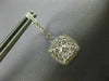 LARGE 1.0CT DIAMOND 14KT WHITE GOLD CLUSTER SQUARE HALO HUGGIE HANGING EARRINGS