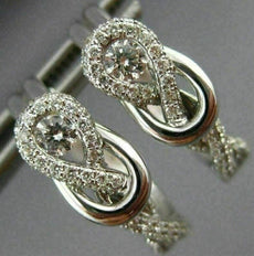 ESTATE LARGE .80CT DIAMOND 18K WHITE GOLD INFINITY HUGGIE EARRINGS E/F VVS 23898