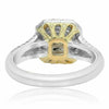 WIDE .94CT WHITE & FANCY YELLOW DIAMOND 18KT TWO TONE GOLD HALO ENGAGEMENT RING