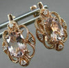 ESTATE 1.48CT DIAMOND & AAA MORGANITE 14KT ROSE GOLD 3D FILIGREE FLOWER EARRINGS