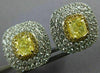 EXTRA LARGE 3.88CT WHITE & FANCY YELLOW DIAMOND 18KT GOLD SQUARE HALO EARRINGS
