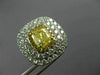EXTRA LARGE 3.88CT WHITE & FANCY YELLOW DIAMOND 18KT GOLD SQUARE HALO EARRINGS