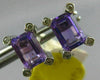 ESTATE 2.17CT DIAMOND & AAA AMETHYST 14K WHITE GOLD 3D EMERALD CUT STUD EARRINGS