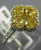 WIDE 1.61CT WHITE & FANCY YELLOW DIAMOND 18KT 2 TONE GOLD 3D FLOWER CLOVER RING
