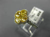 WIDE 1.61CT WHITE & FANCY YELLOW DIAMOND 18KT 2 TONE GOLD 3D FLOWER CLOVER RING