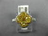 WIDE 1.61CT WHITE & FANCY YELLOW DIAMOND 18KT 2 TONE GOLD 3D FLOWER CLOVER RING