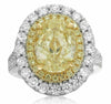 GIA 2.17CT WHITE & FANCY YELLOW DIAMOND PLATINUM 18K YELLOW GOLD ENGAGEMENT RING