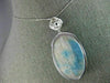 LARGE .63CT WHITE & BLUE DIAMOND & AAA JASPAR 14K WHITE GOLD OVAL FLOWER PENDANT