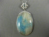 LARGE .63CT WHITE & BLUE DIAMOND & AAA JASPAR 14K WHITE GOLD OVAL FLOWER PENDANT